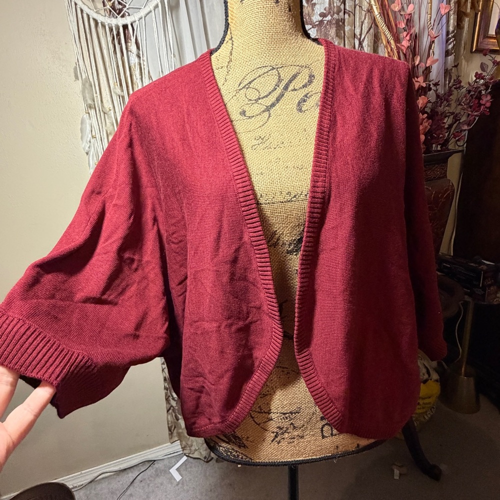 Woman Within Burgundy Cardigan Sweater